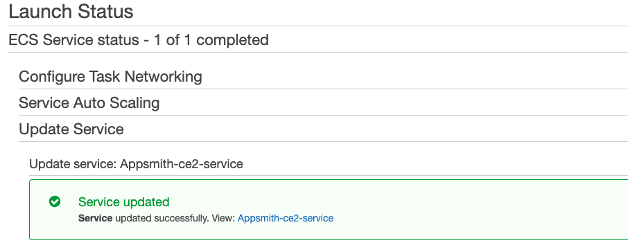 Instance configuration ECS service restart image